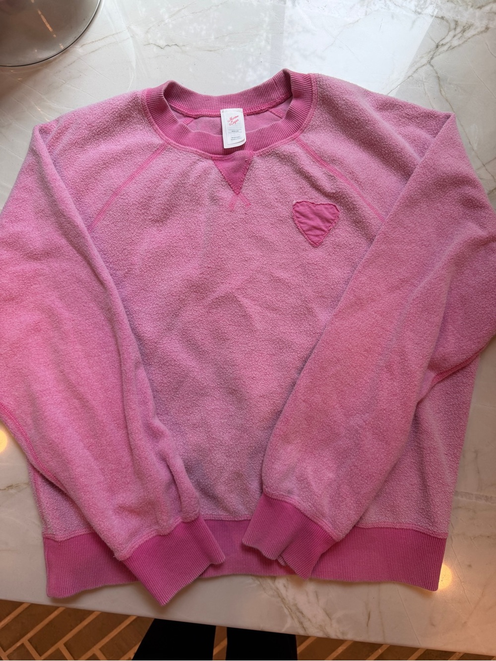 Marine Layer W's Cloud 9 Fleece Reversible Crewneck Sweater Fuscia Womens M - Picture 3 of 8